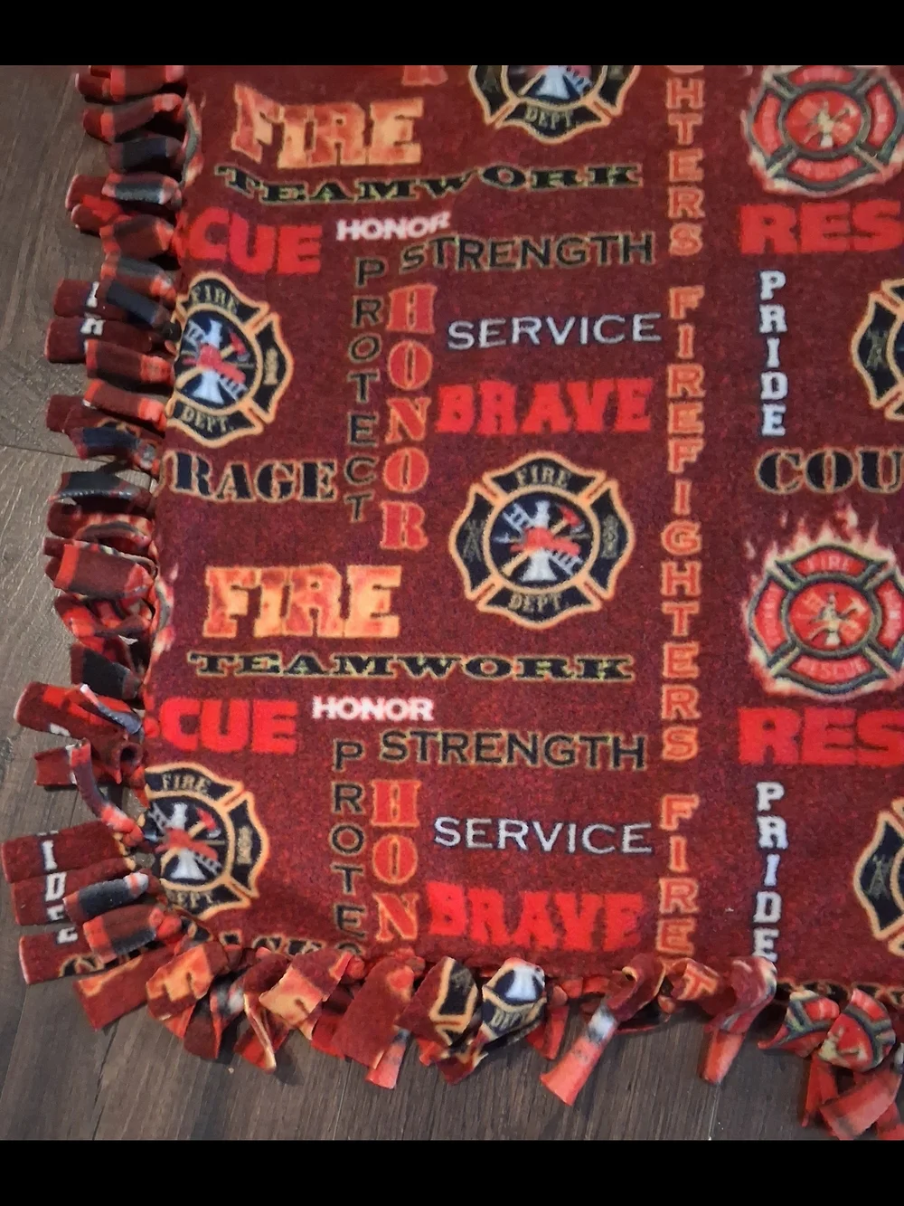 Fire Rescue Pattern Red Fleece Throw Handmade Blanket